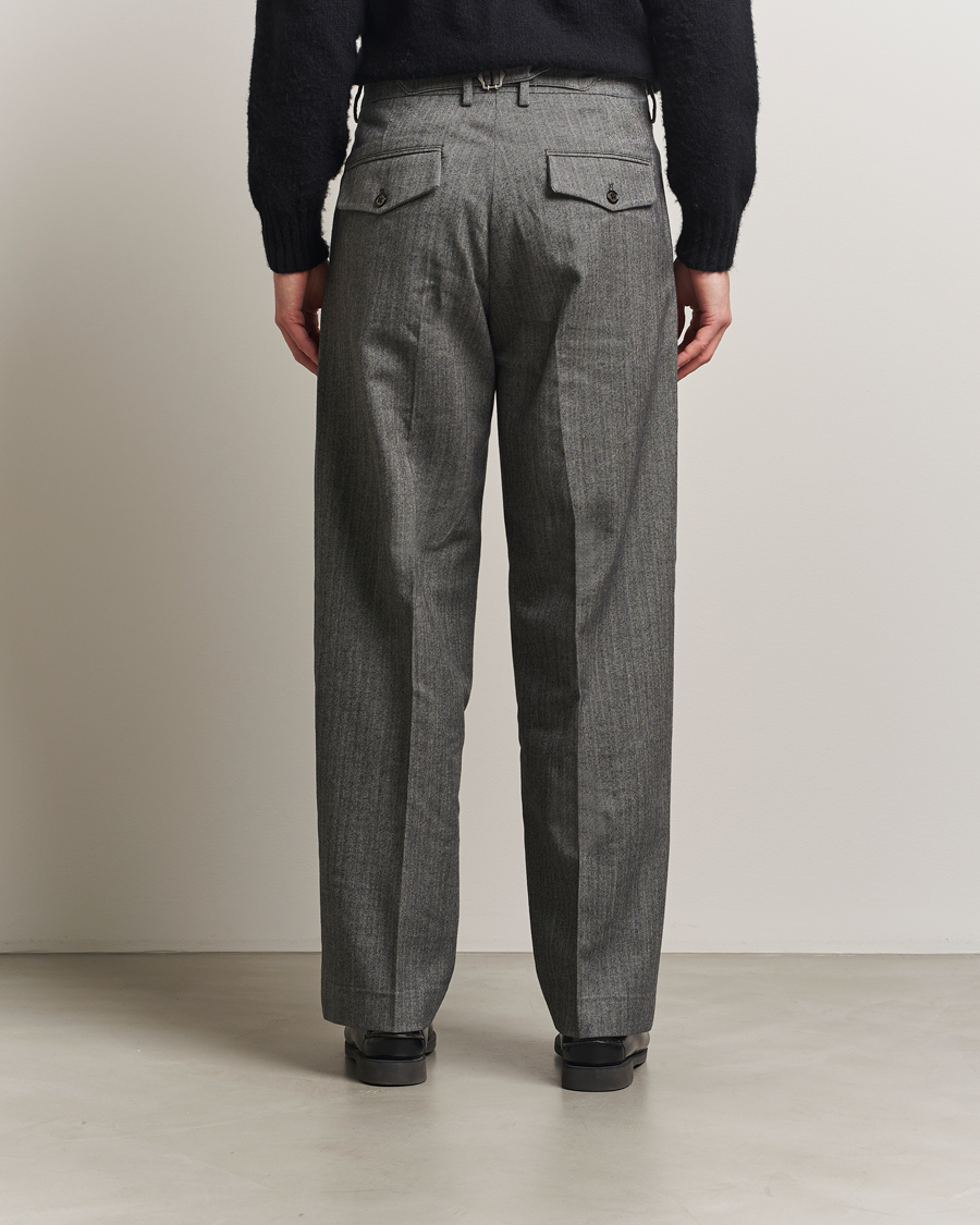 Heren | Broeken | NN07 | Justin Double Pleated Herringbone Trousers Grey