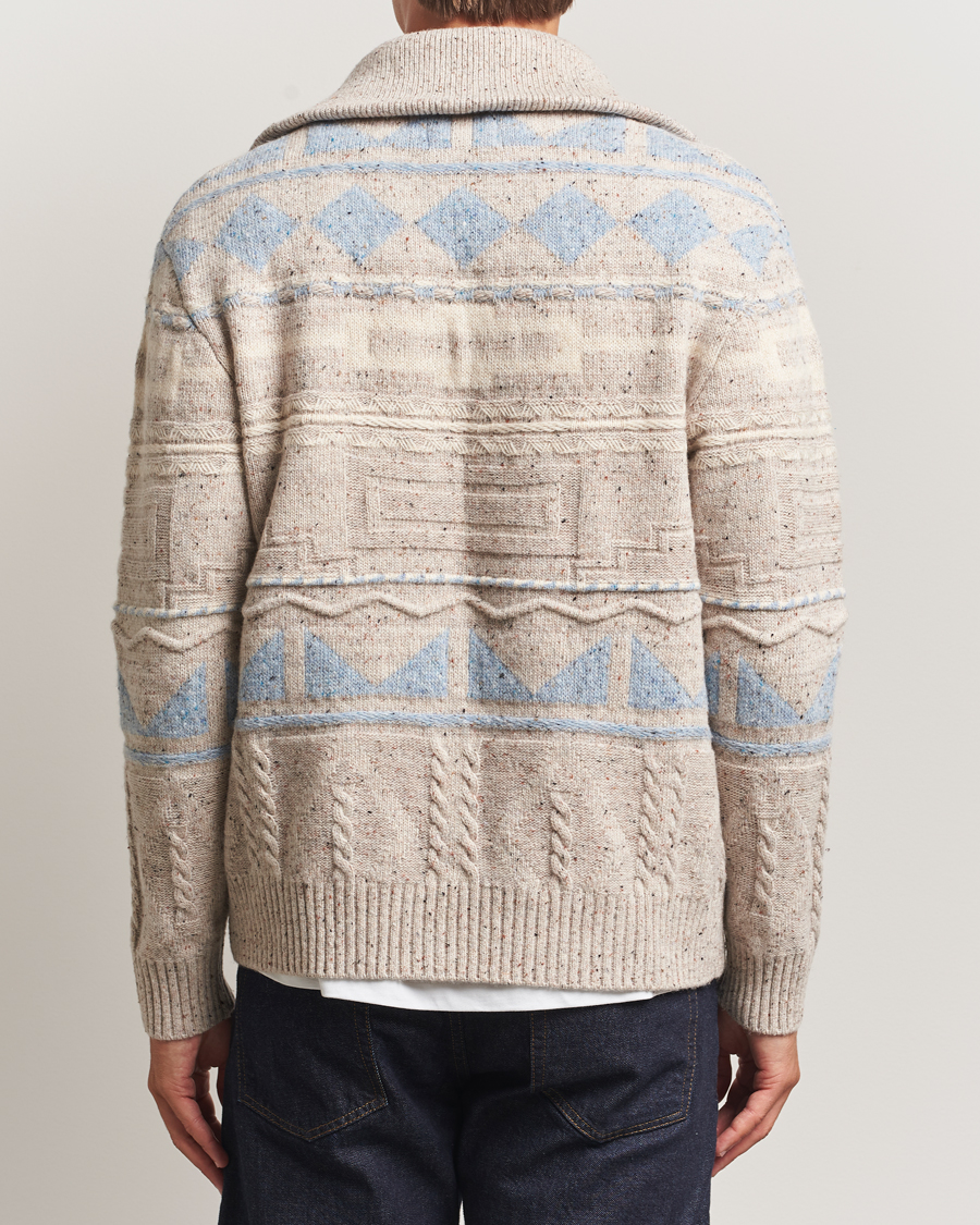Heren | Truien | NN07 | William Heavy Knitted Wool Half Zip Ecru