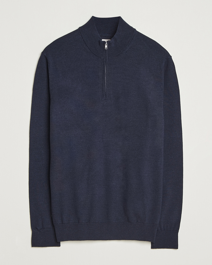 Heren | Truien | NN07 | Sergio Merino Half Zip Navy Melange