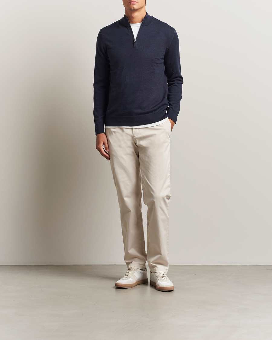 Heren | Truien | NN07 | Sergio Merino Half Zip Navy Melange
