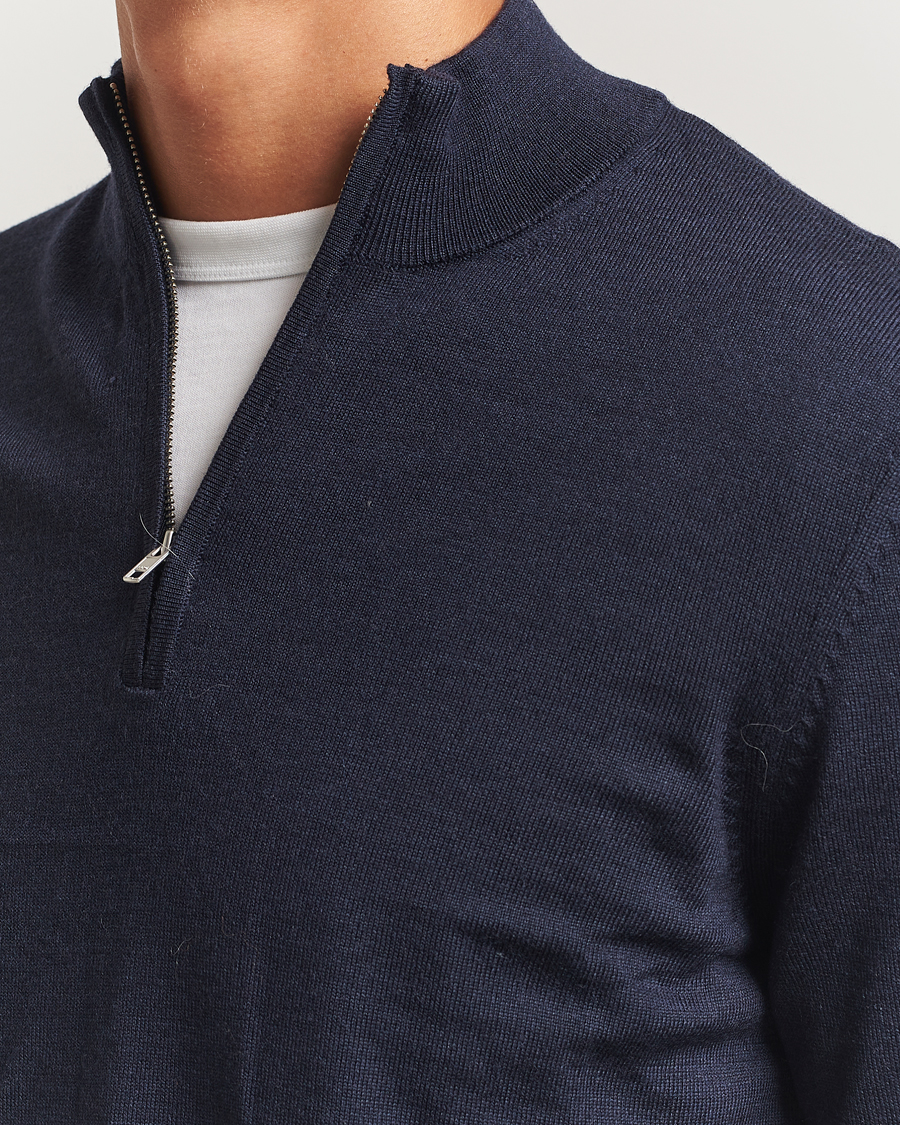 Heren | Truien | NN07 | Sergio Merino Half Zip Navy Melange