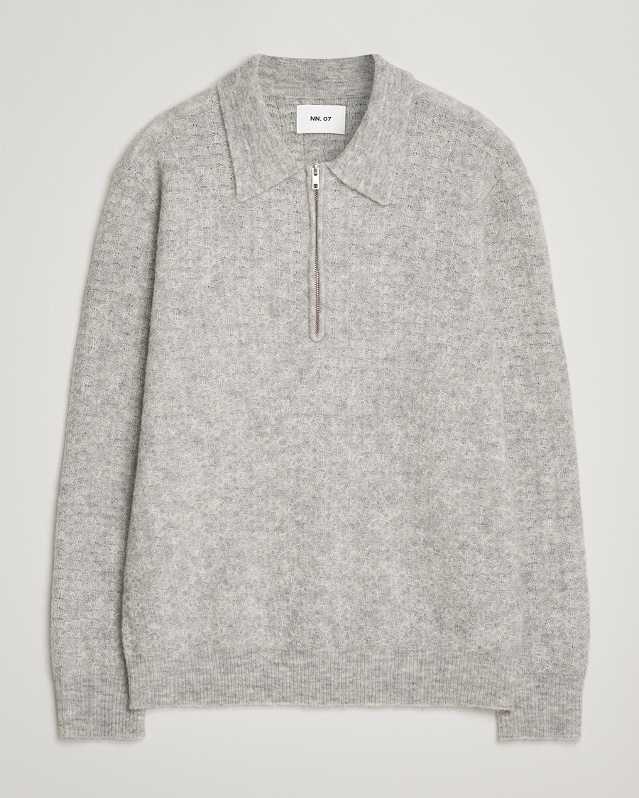 Heren | Truien | NN07 | Alfie Alpaca Knitted Half Zip Sable Grey