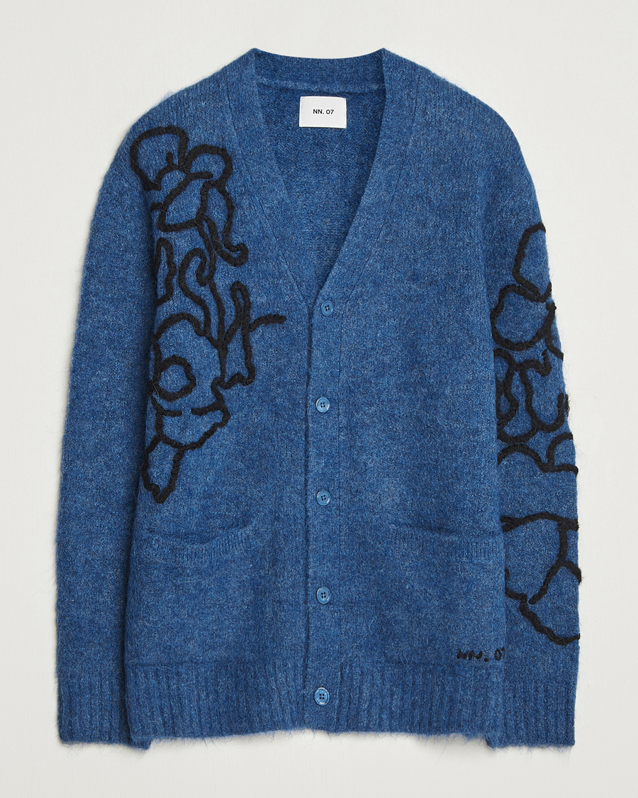 Heren | Truien | NN07 | Kyle Alpaca Knitted Cardigan Denim Blue