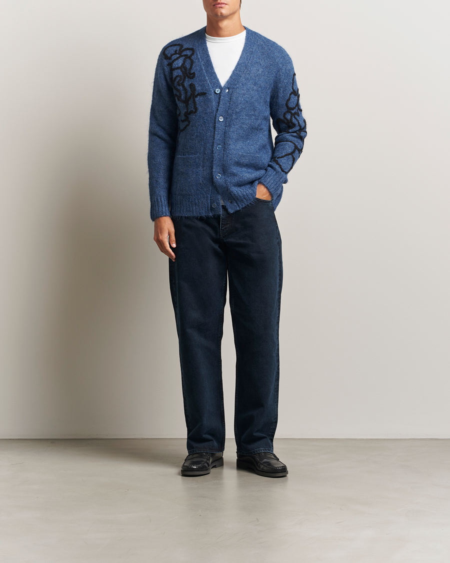 Heren | Truien | NN07 | Kyle Alpaca Knitted Cardigan Denim Blue