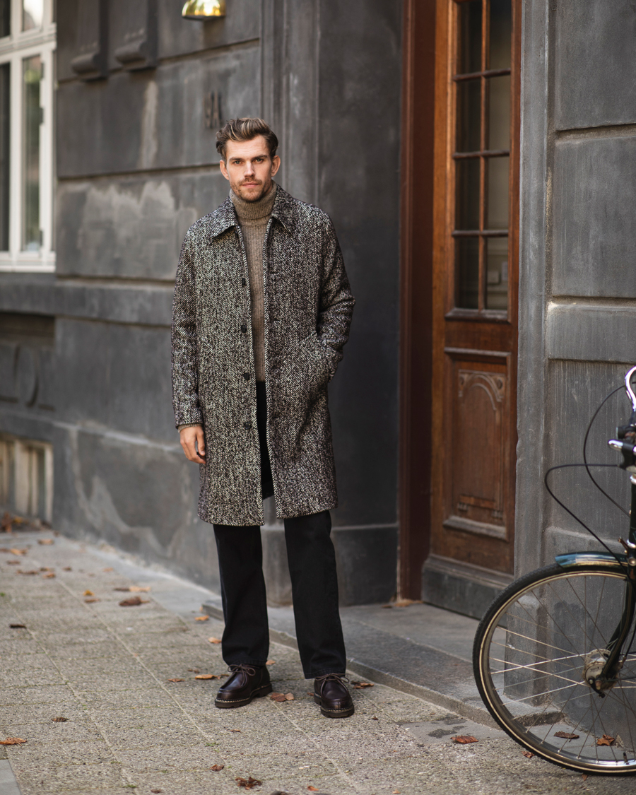 Heren | Jassen | NN07 | Franco Wool Herringbone Coat Demitasse Brown