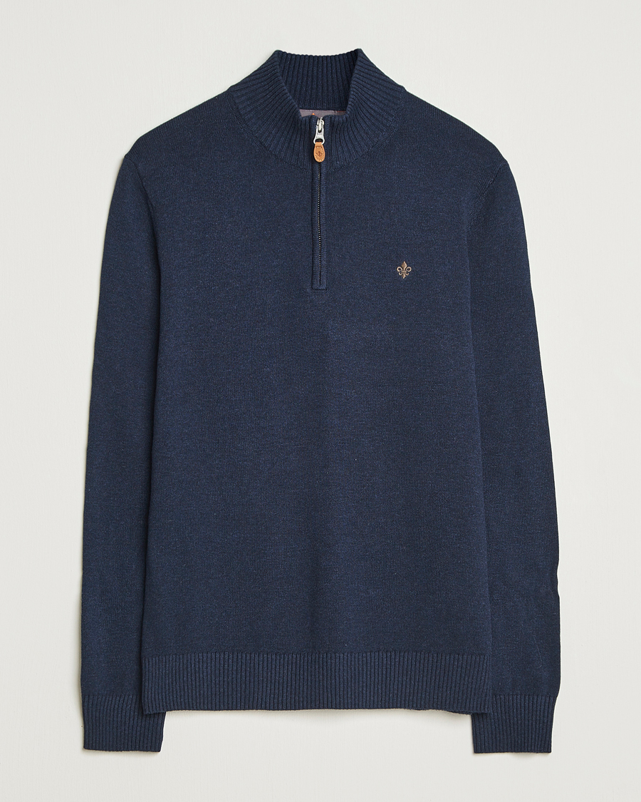 Heren | Truien | Morris | Darmon Half Zip Blue