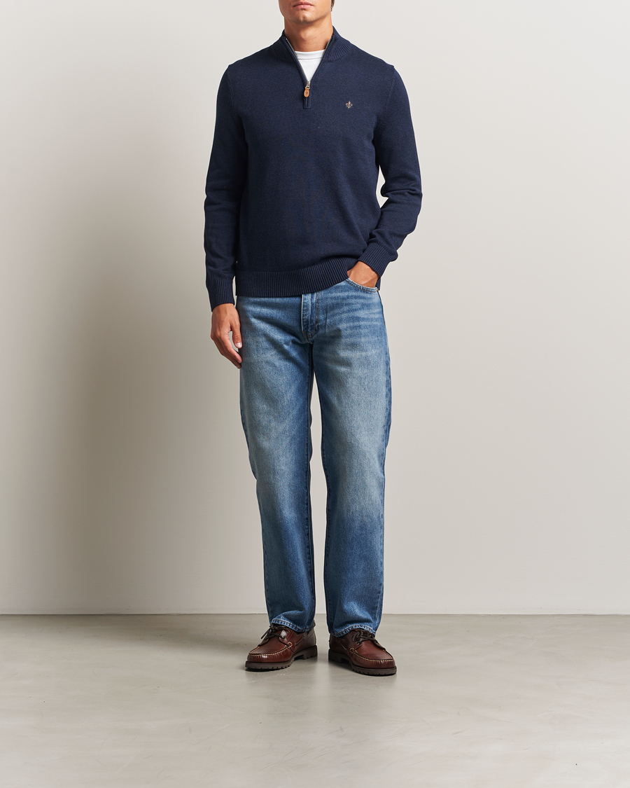Heren | Truien | Morris | Darmon Half Zip Blue