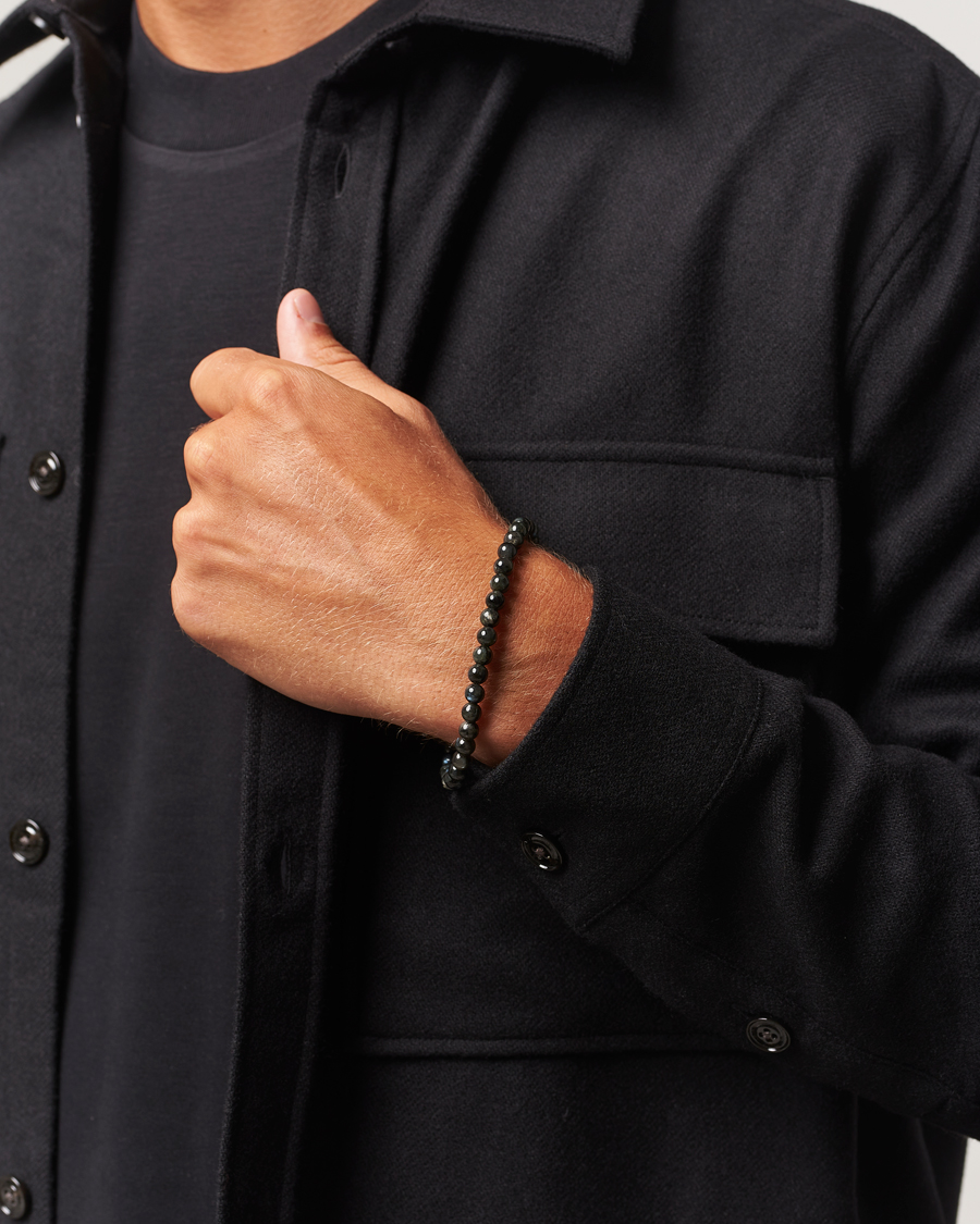 Heren | Sieraden | Tom Wood | Cove Bracelet Slim Black Larvikite
