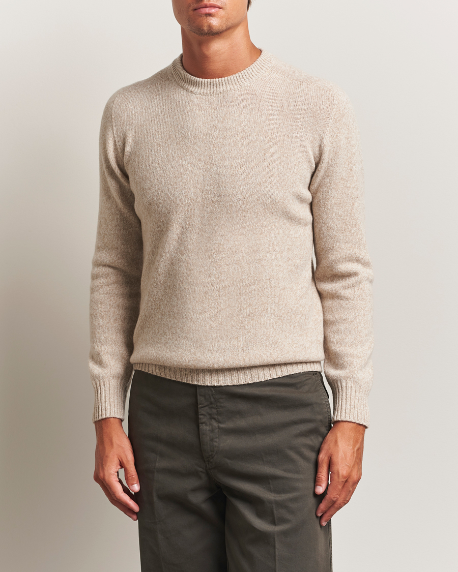 Heren | Truien | Altea | Wool/Cashmere Crew Neck Sweater Beige Melange