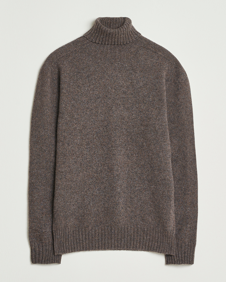 Heren | Truien | Altea | Wool/Cashmere Rollneck Dark Brown Melange