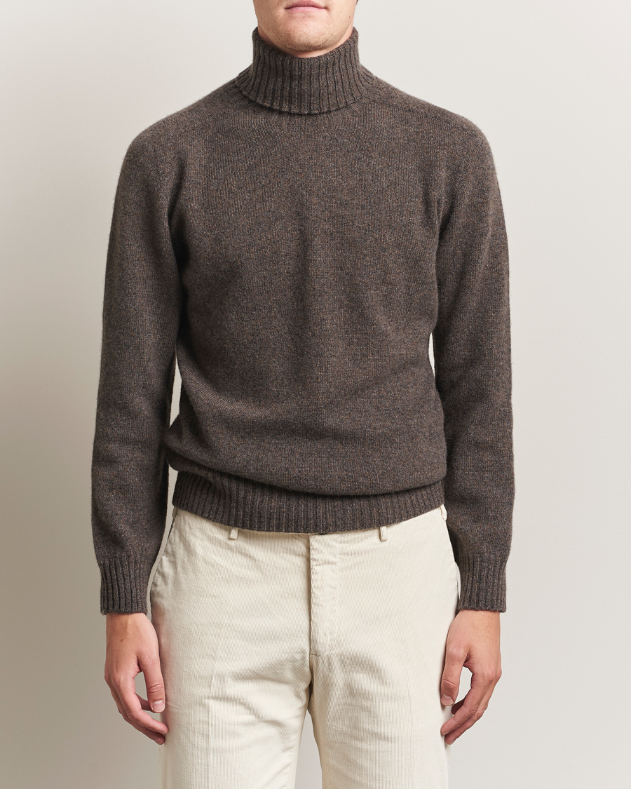 Heren | Truien | Altea | Wool/Cashmere Rollneck Dark Brown Melange