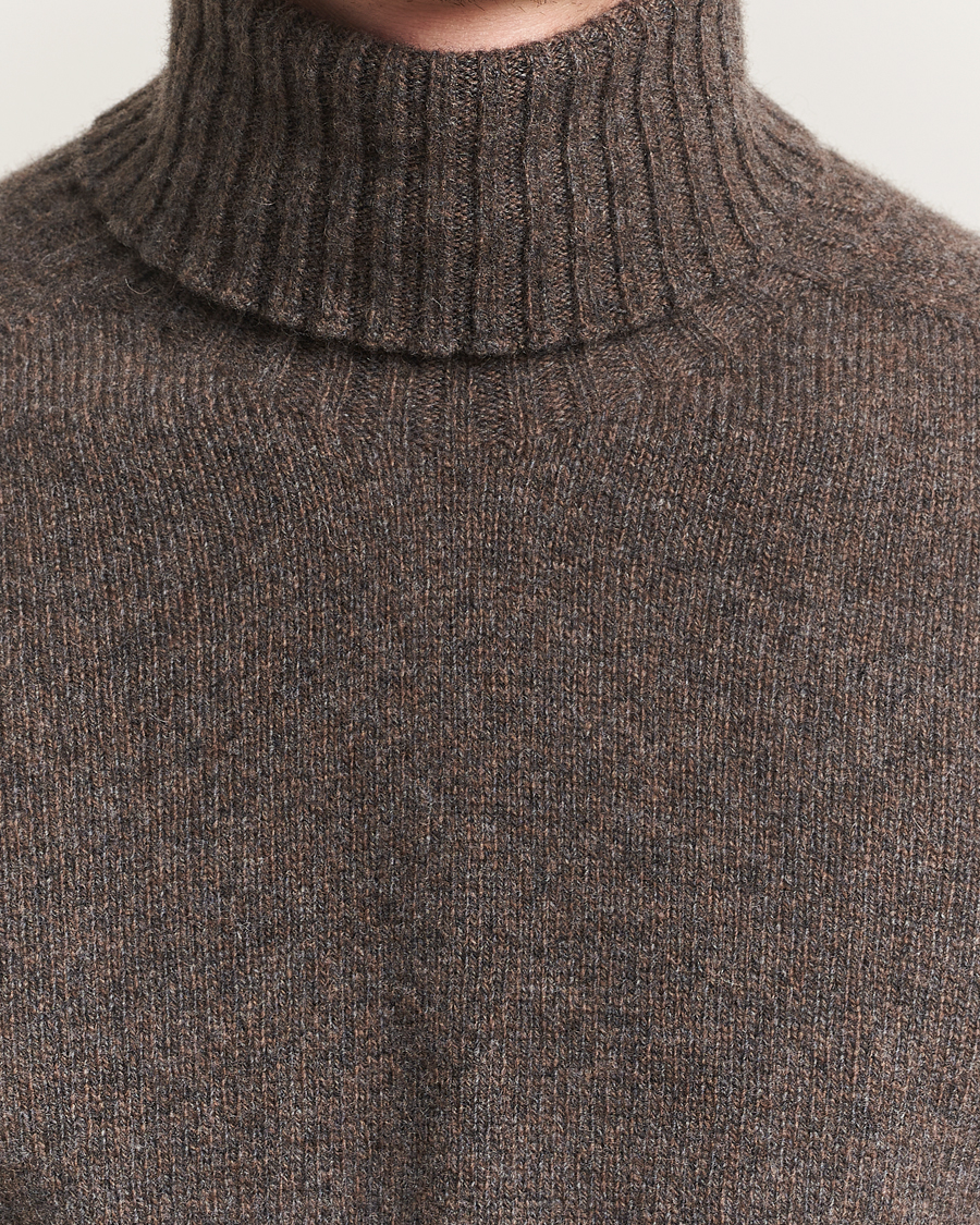 Heren | Truien | Altea | Wool/Cashmere Rollneck Dark Brown Melange