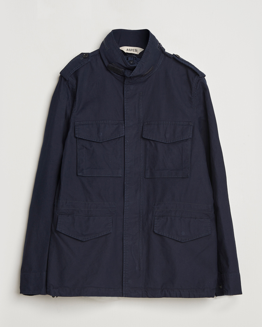 Heren | Jassen | Aspesi | Lined Cotton Field Jacket Navy