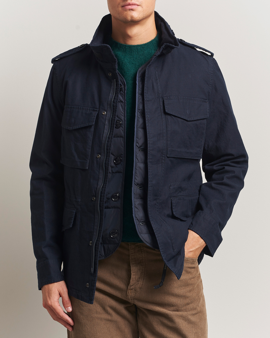 Heren | Jassen | Aspesi | Lined Cotton Field Jacket Navy