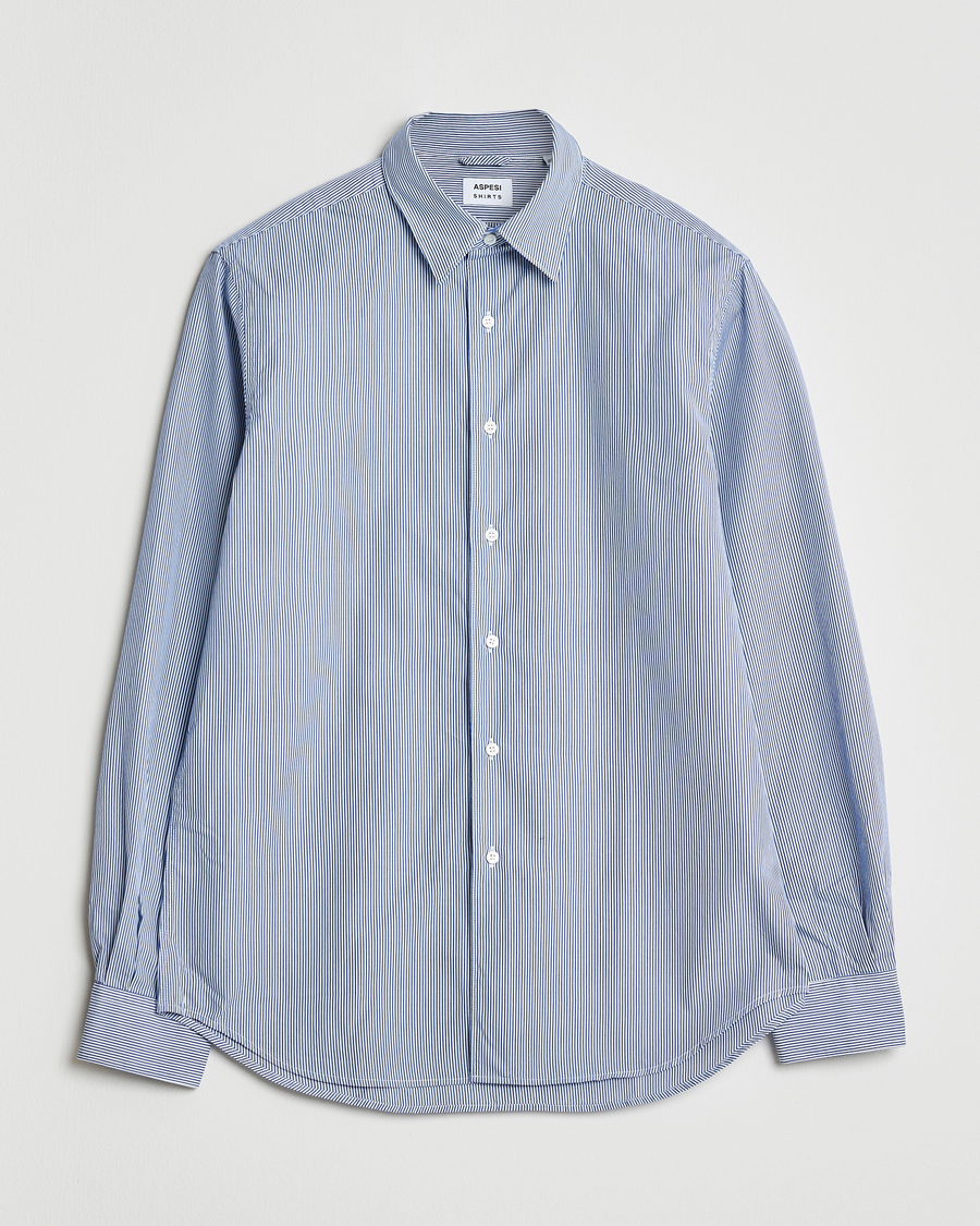 Heren | Overhemden | Aspesi | Striped Poplin Shirt Light Blue