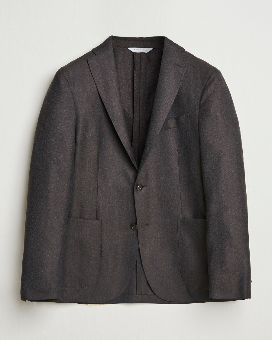 Heren | Blazers | Boglioli | K Jacket Wool Hopsack Blazer Dark Brown