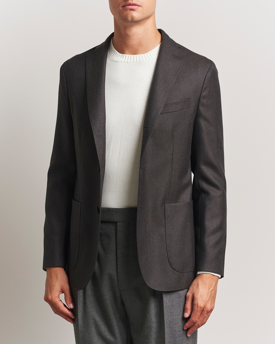 Heren | Blazers | Boglioli | K Jacket Wool Hopsack Blazer Dark Brown