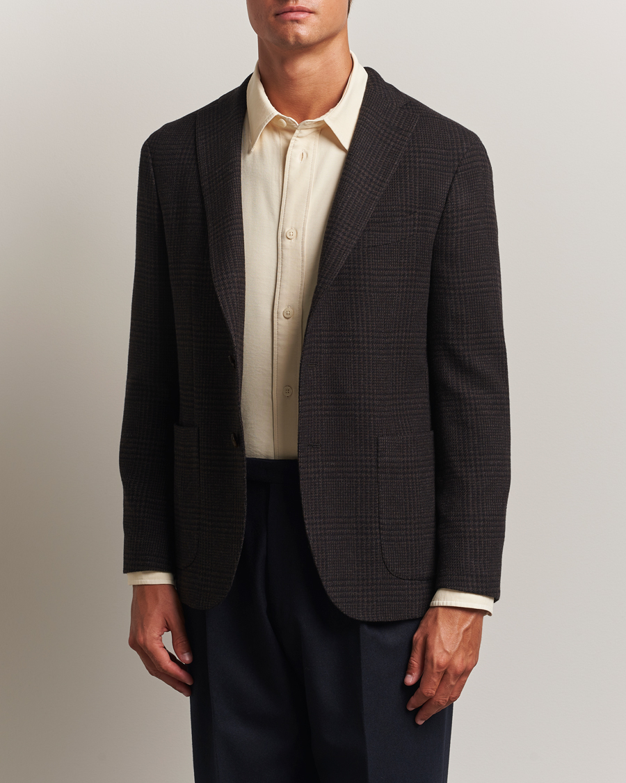 Heren | Blazers | Boglioli | K Jacket Cashmere/Wool Check Blazer Dark Brown