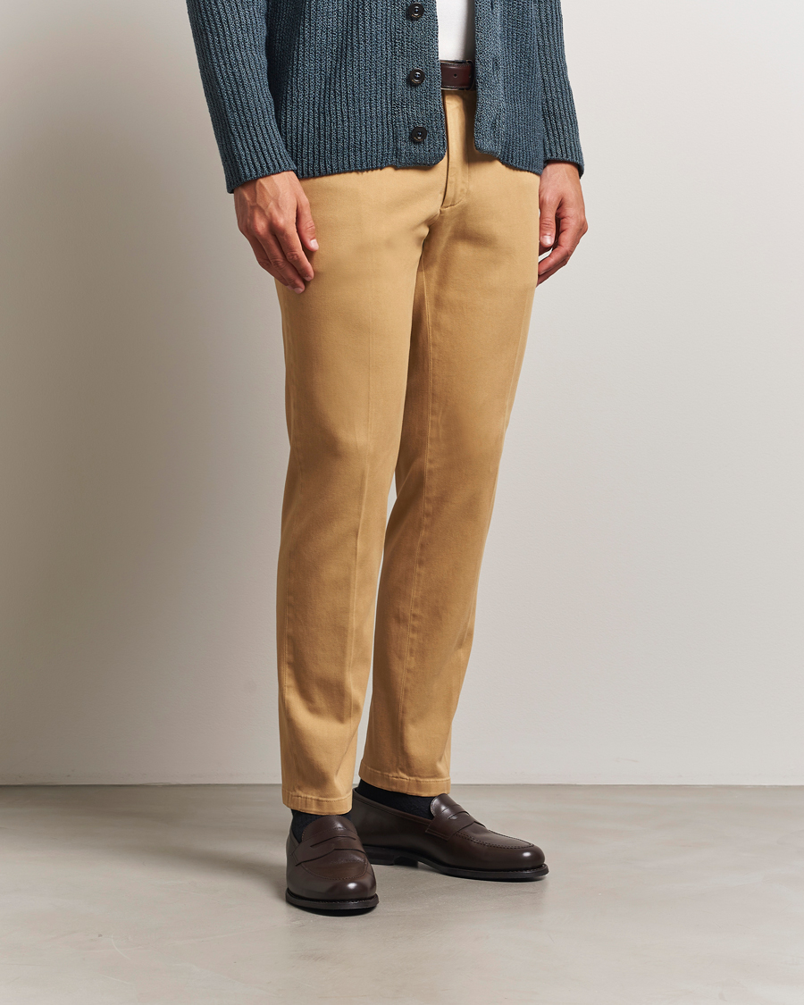 Heren | Broeken | Boglioli | Cotton Twill Trousers Beige