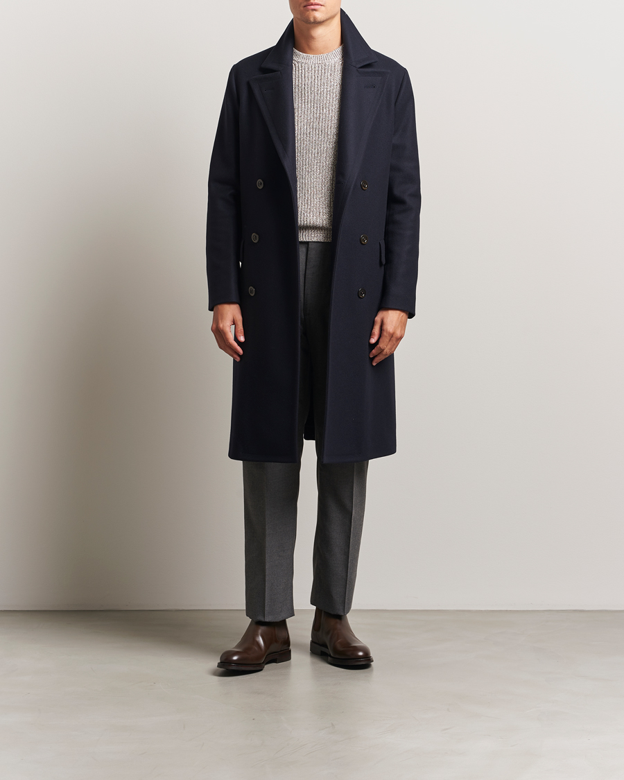 Heren | Jassen | Boglioli | Double Breasted Wool Coat Navy