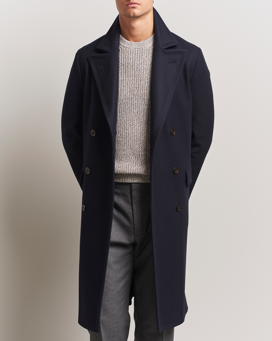 Heren | Jassen | Boglioli | Double Breasted Wool Coat Navy