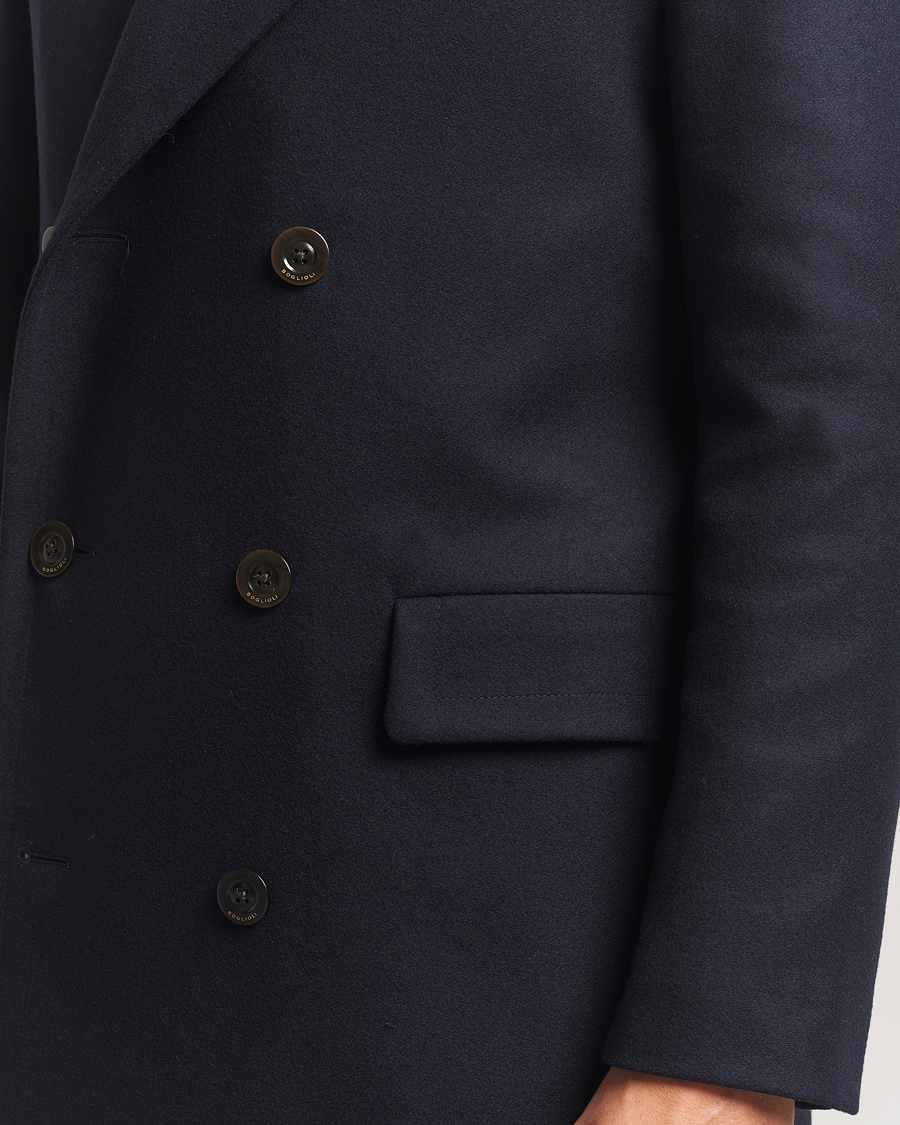 Heren | Jassen | Boglioli | Double Breasted Wool Coat Navy
