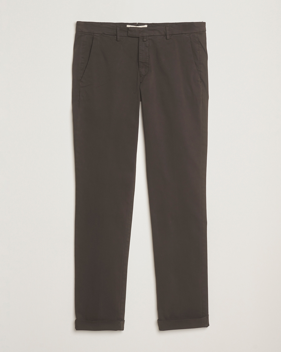 Heren | Broeken | Briglia 1949 | Slim Fit Cotton Stretch Chino Dark Brown