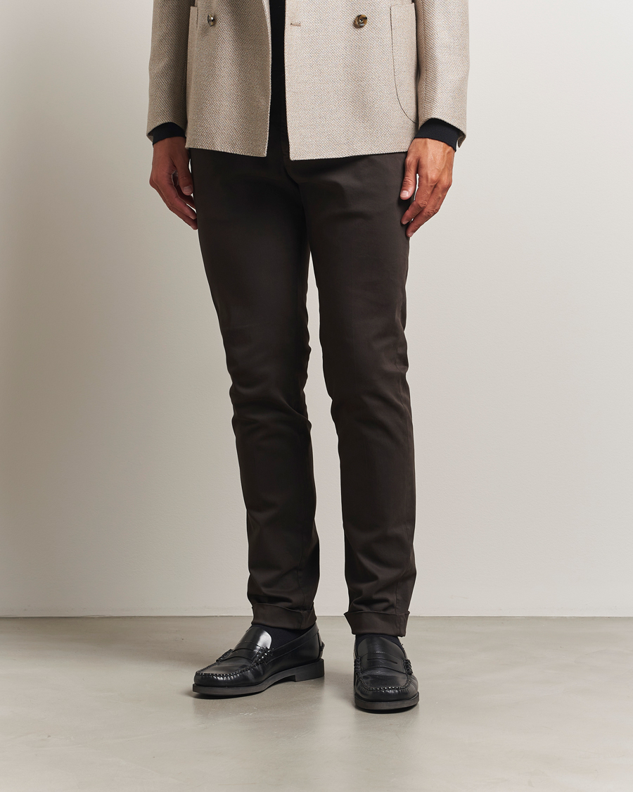 Heren | Broeken | Briglia 1949 | Slim Fit Cotton Stretch Chino Dark Brown