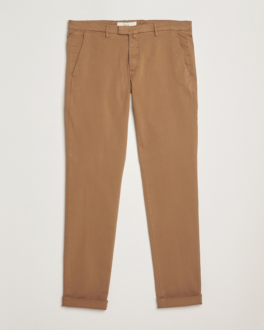 Heren | Broeken | Briglia 1949 | Slim Fit Cotton Stretch Chino Mid Brown