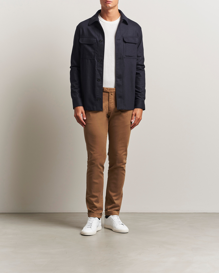 Heren | Broeken | Briglia 1949 | Slim Fit Cotton Stretch Chino Mid Brown