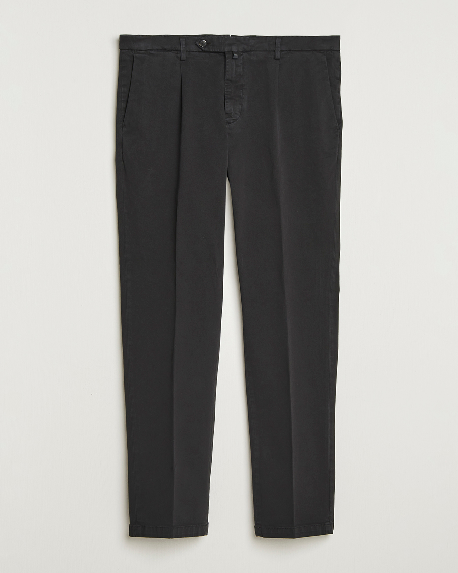Heren | Broeken | Briglia 1949 | Easy Fit Pleated Cotton Stretch Chino Black