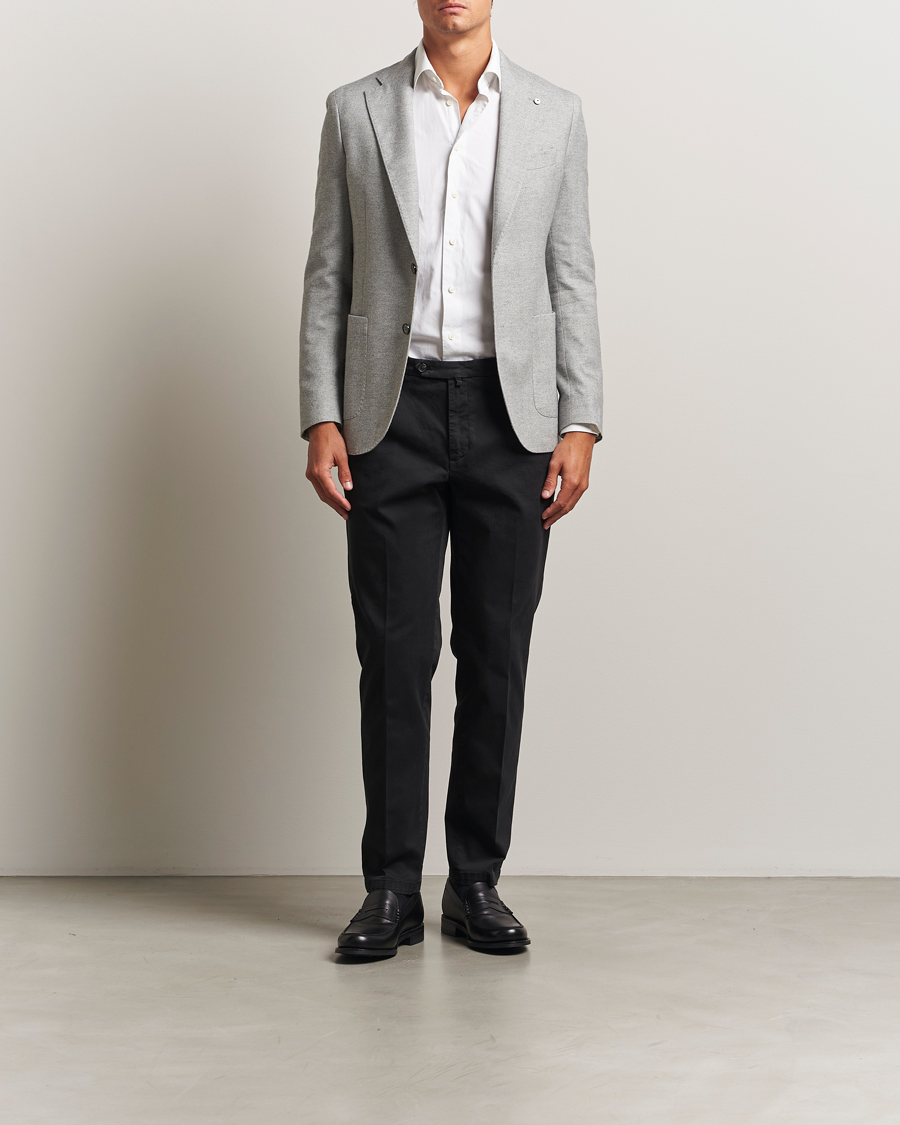 Heren | Broeken | Briglia 1949 | Easy Fit Pleated Cotton Stretch Chino Black