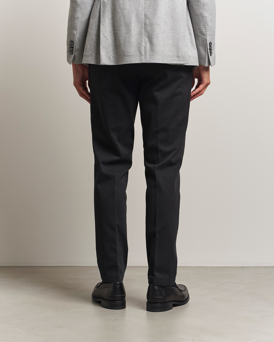 Heren | Broeken | Briglia 1949 | Easy Fit Pleated Cotton Stretch Chino Black
