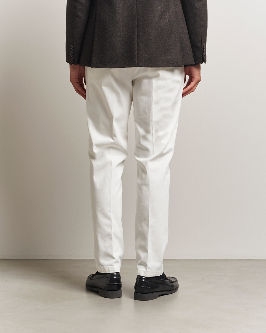 Heren | Broeken | Briglia 1949 | Easy Fit Pleated Cotton Stretch Chino Off White