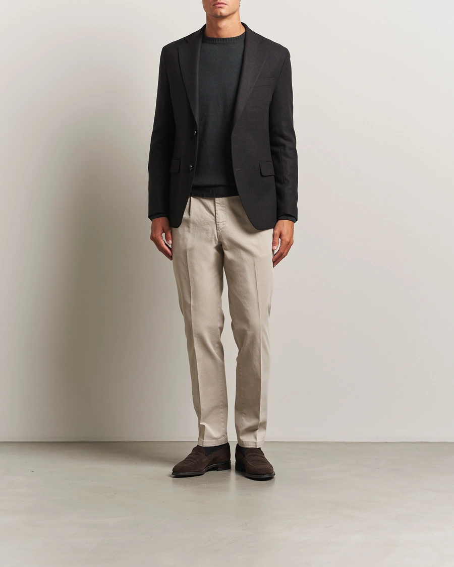 Heren | Broeken | Briglia 1949 | Easy Fit Pleated Cotton Stretch Chino Beige