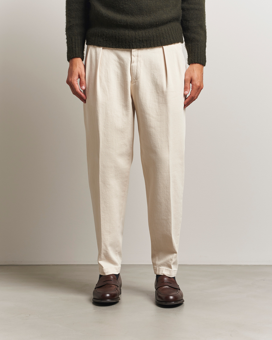 Heren | Broeken | Briglia 1949 | Portobello Loose Fit Cotton Trousers Ecru