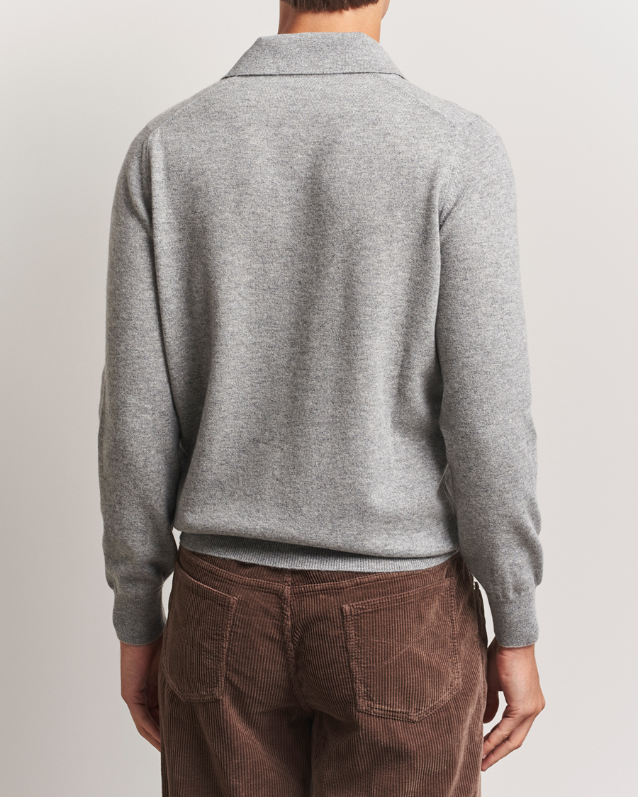 Heren | Truien | Brunello Cucinelli | 2 Ply Cashmere Long Sleeve Polo Grey Melange