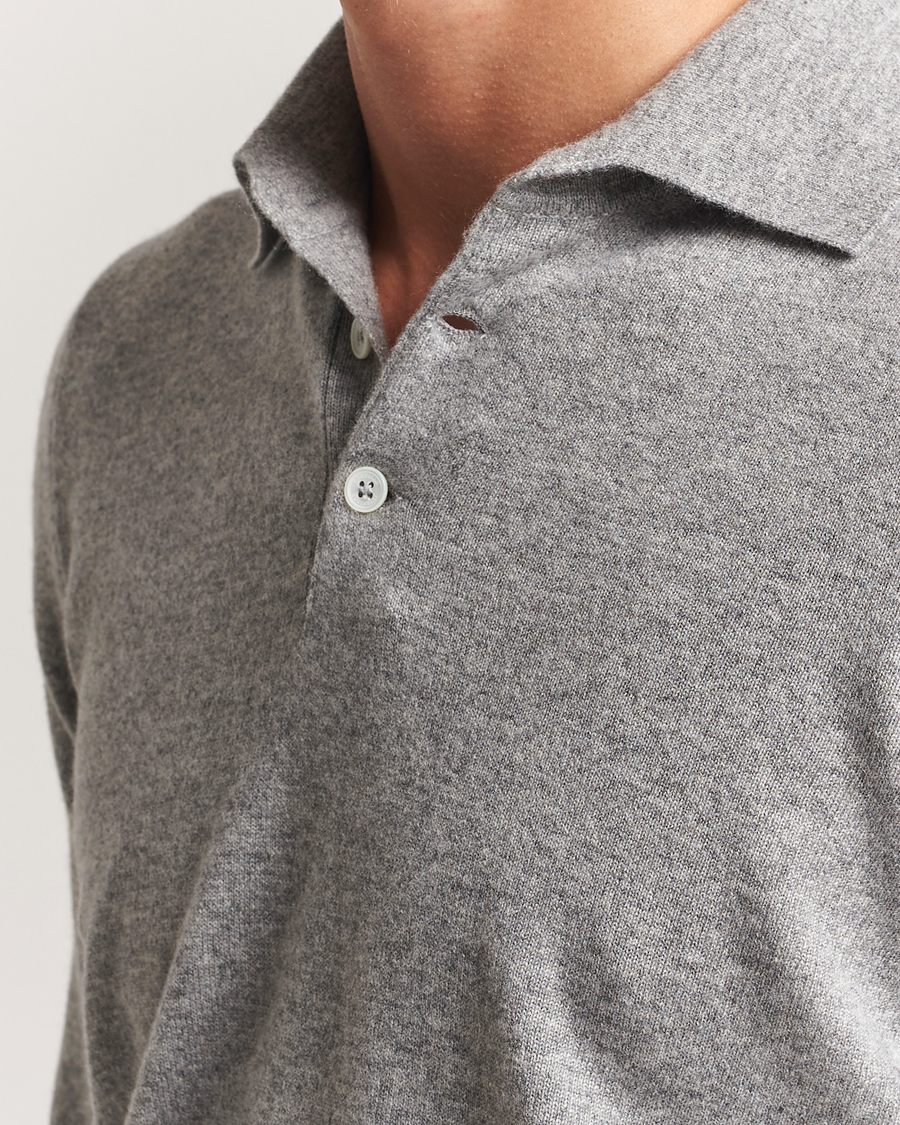 Heren | Truien | Brunello Cucinelli | 2 Ply Cashmere Long Sleeve Polo Grey Melange