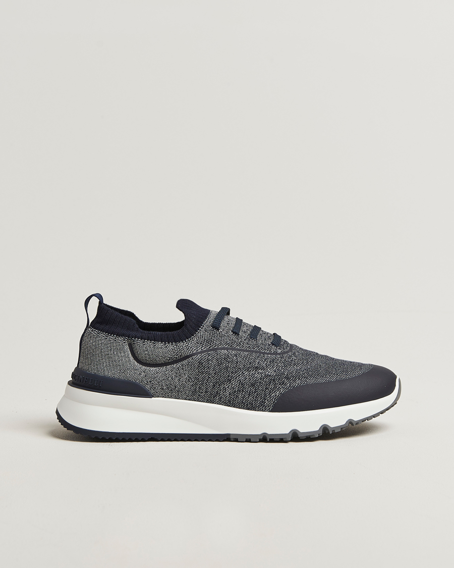 Heren | Sneakers | Brunello Cucinelli | Flannel Running Sneakers Navy