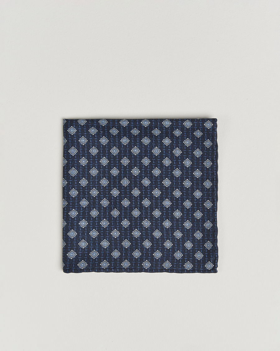 Heren | Pochets | Brunello Cucinelli | Printed Silk Pocket Square Navy