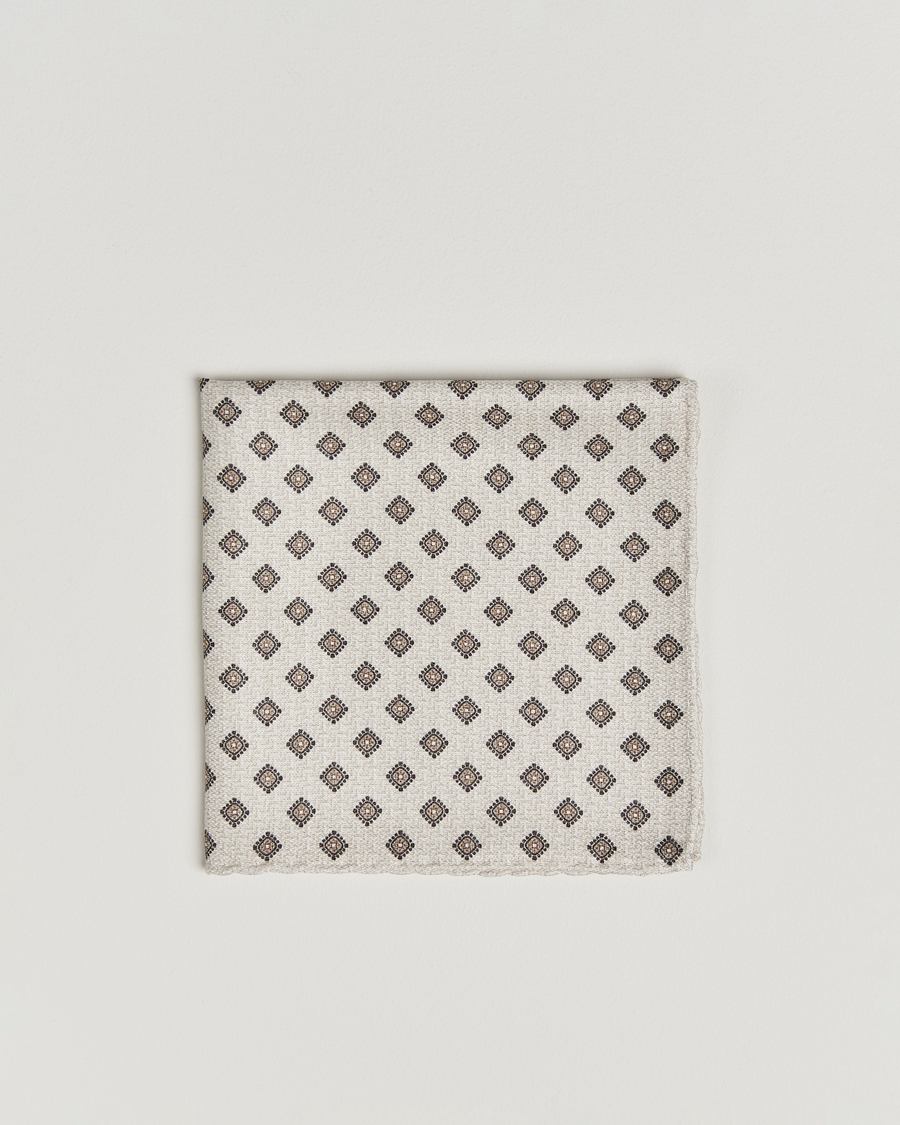 Heren | Pochets | Brunello Cucinelli | Printed Silk Pocket Square Ivory