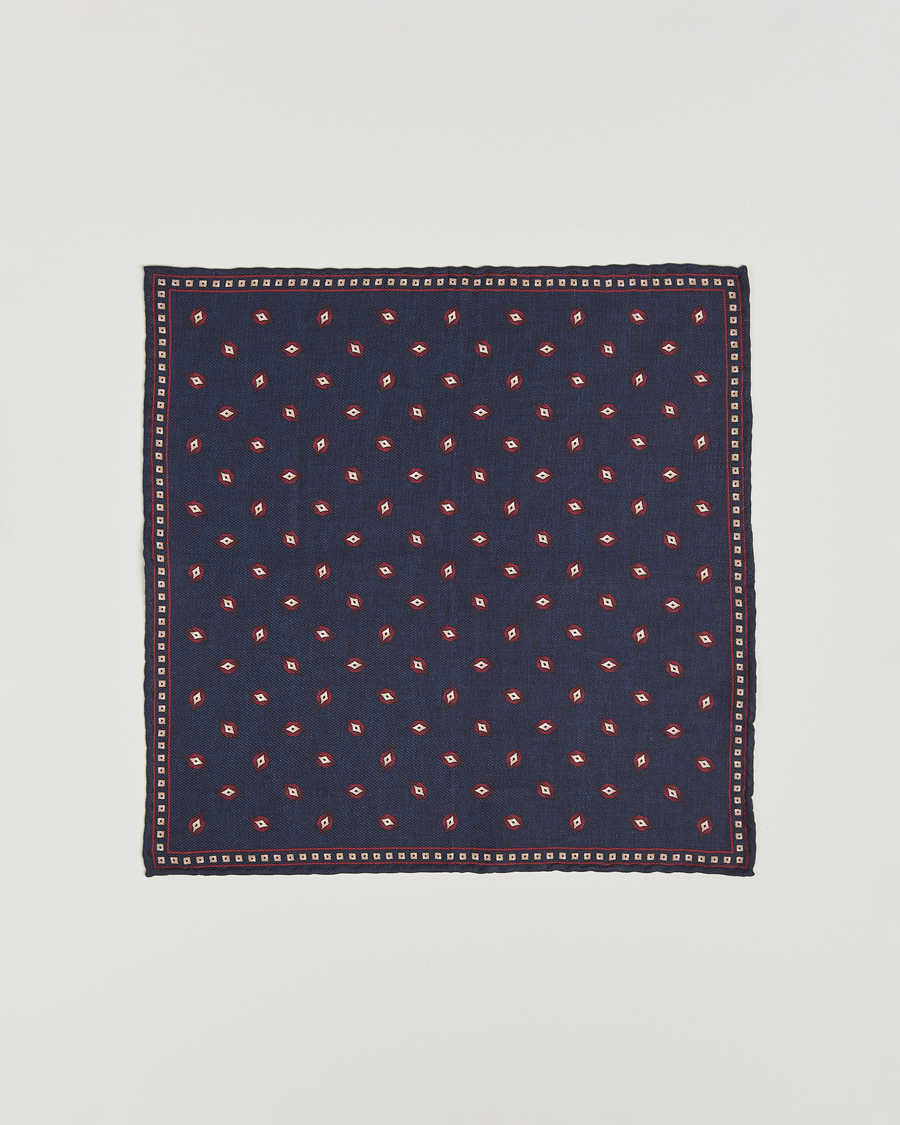 Heren | Pochets | Brunello Cucinelli | Printed Silk Pocket Square Navy