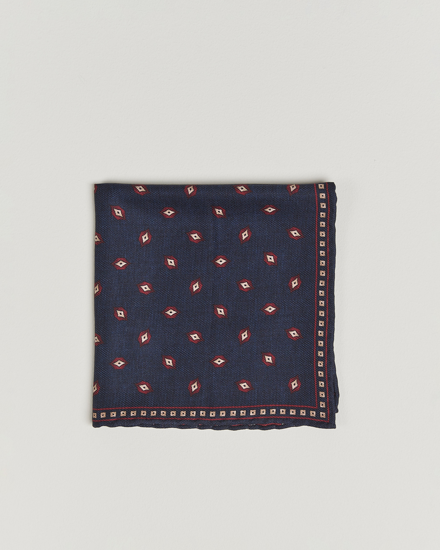 Heren | Pochets | Brunello Cucinelli | Printed Silk Pocket Square Navy