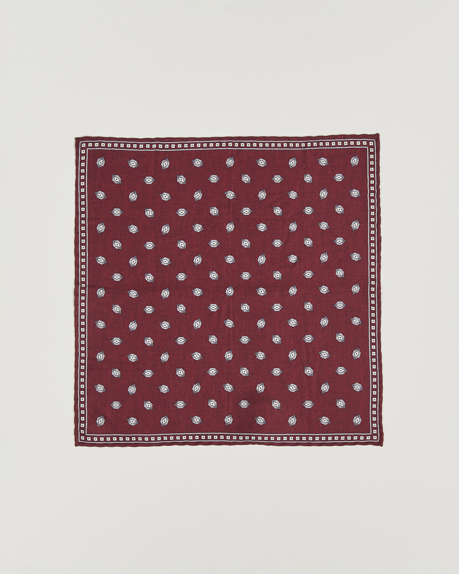 Heren | Pochets | Brunello Cucinelli | Printed Silk Pocket Square Burgundy