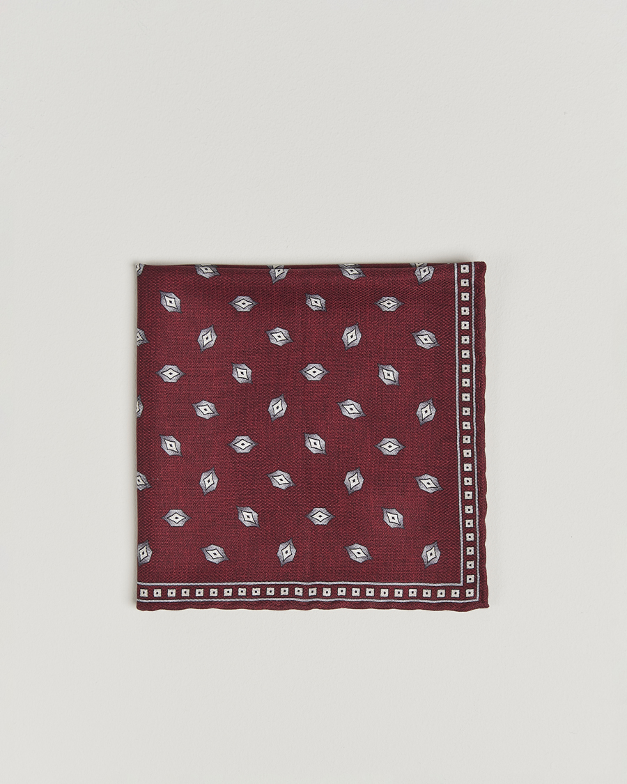 Heren | Pochets | Brunello Cucinelli | Printed Silk Pocket Square Burgundy