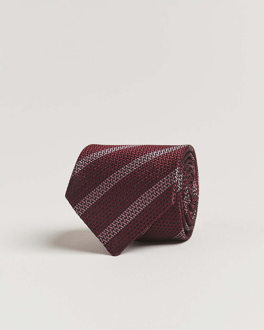 Heren | Stropdassen | Brunello Cucinelli | Regimental Stripe Silk Tie Amaranto
