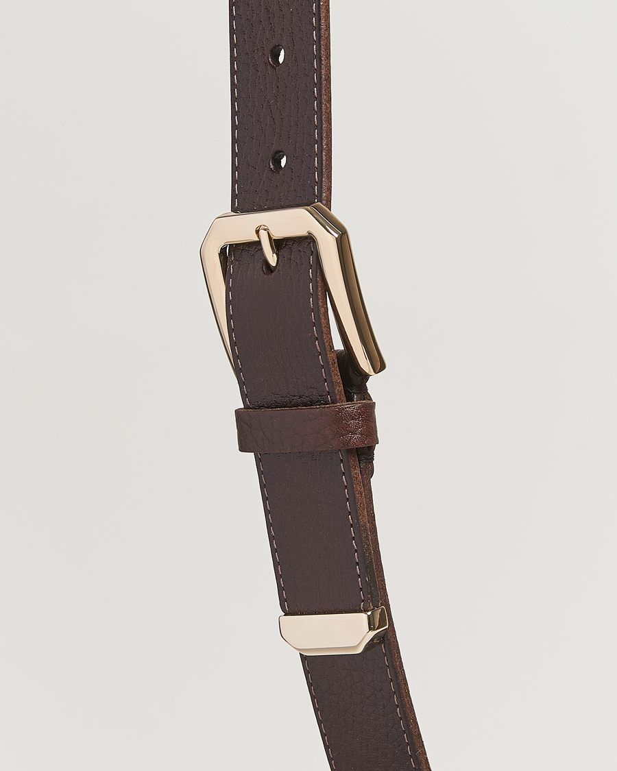 Heren | Riemen | Brunello Cucinelli | Grain Leather Belt Dark Brown