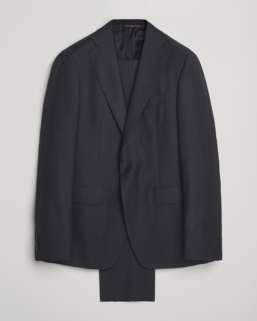 Heren | Pakken | Canali | Capri Wool 130s Suit Dark Blue