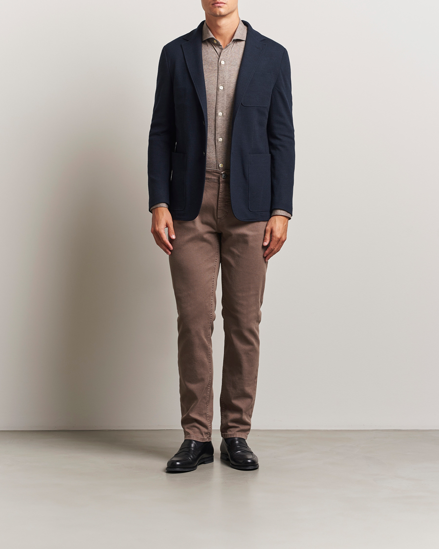 Heren | Blazers | Canali | Wool Houndstooth Jersey Blazer Navy