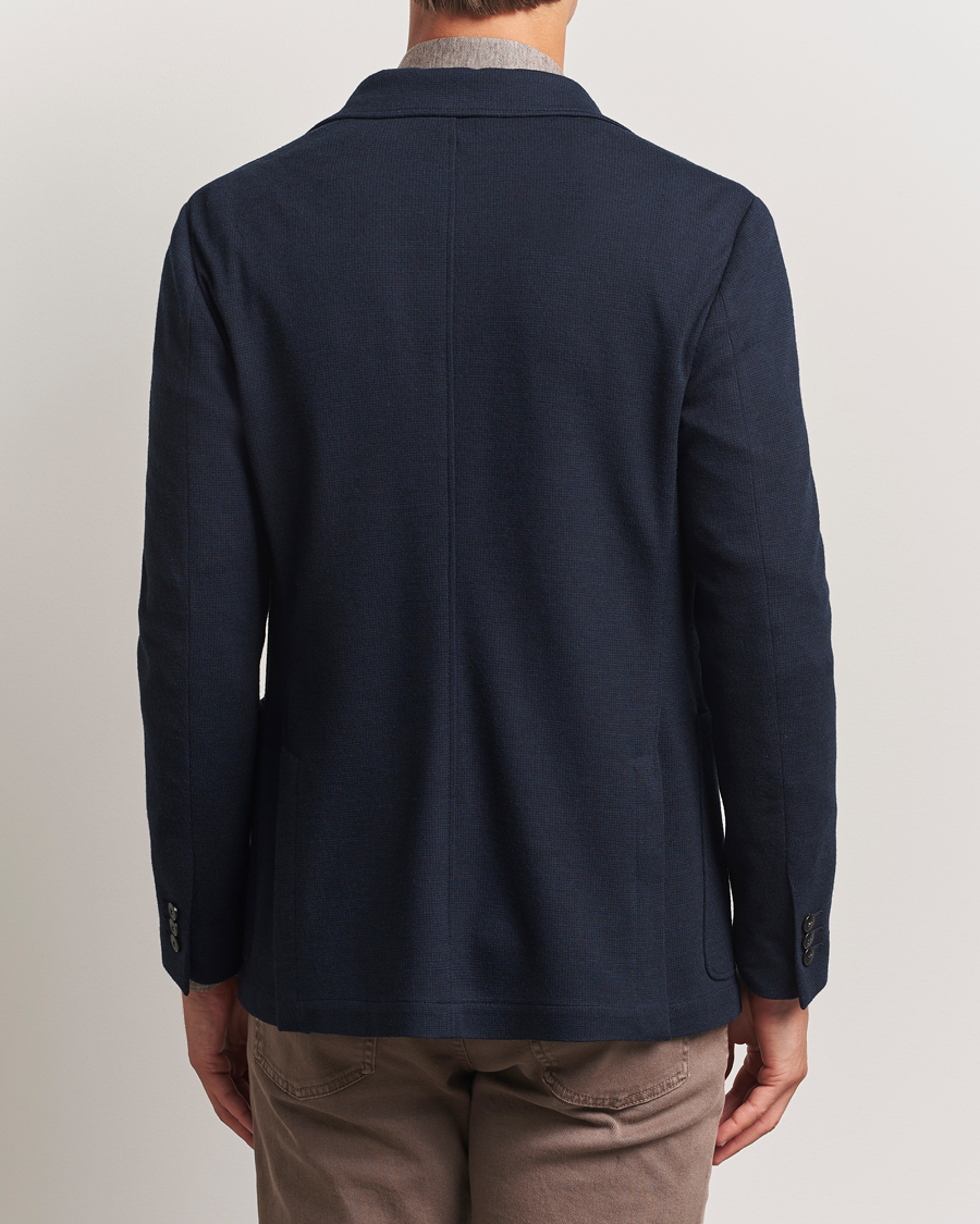 Heren | Blazers | Canali | Wool Houndstooth Jersey Blazer Navy